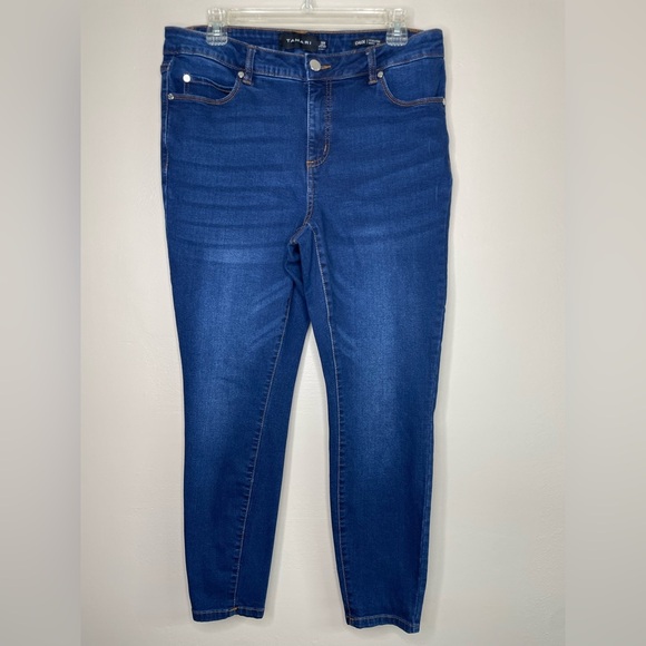 Tahari Chloe Fit Solution Skinny Dark Wash Blue Jeans Size 14W - Picture 1 of 11